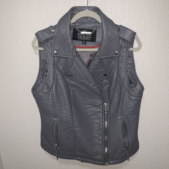 Blanc Noir Women’s Faux Leather Vest Size XL Gray - Picture 1 of 5